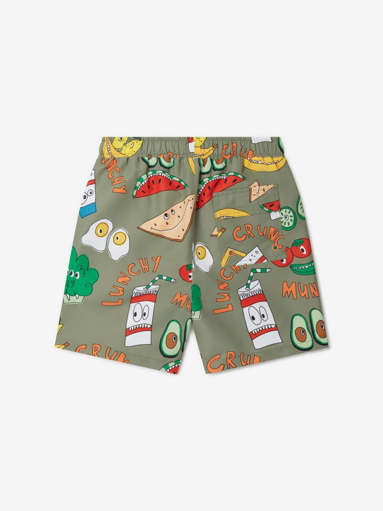 Boys Food Print Swim Shorts In Green 2 Boys Food Print Swim Shorts In Green - Image 2