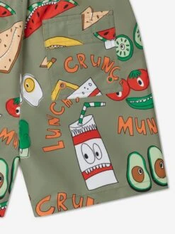 Boys Food Print Swim Shorts In Green 7 Boys Food Print Swim Shorts In Green -Childrens Clothing Store STES4035 VERDE MULTICOLOR 4