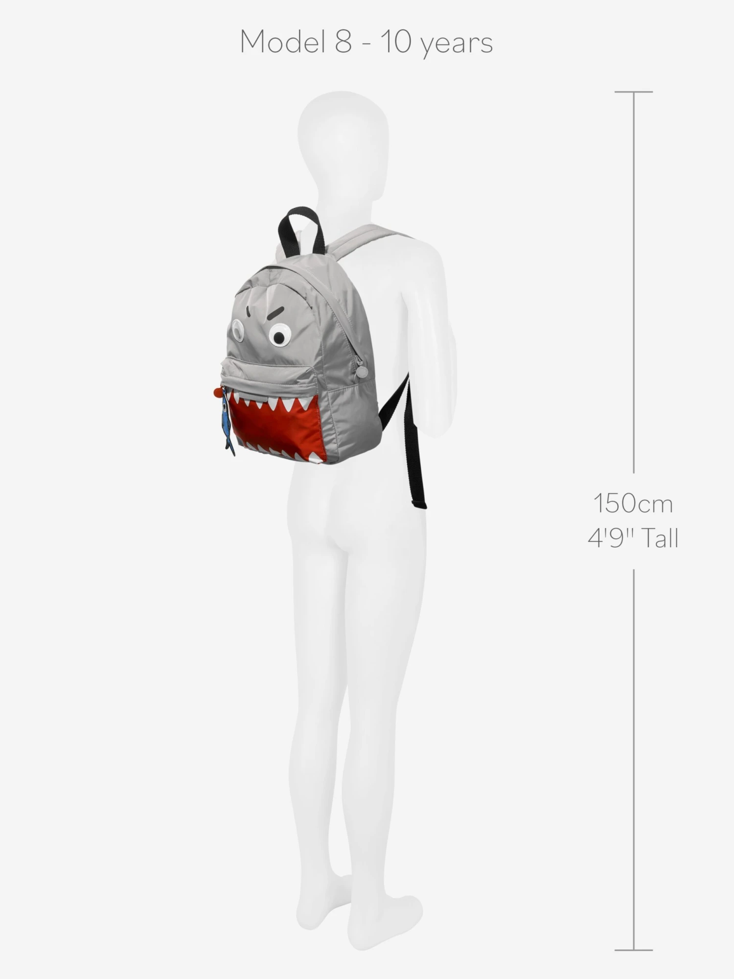 Boys Shark Backpack In Grey (34cm) 5 Boys Shark Backpack In Grey (34cm) - Image 5