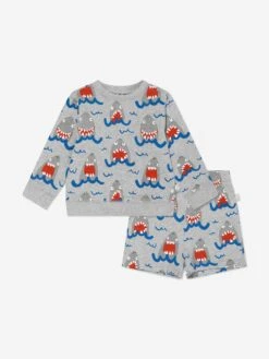 Baby Boys Shark Shorts Set In Grey