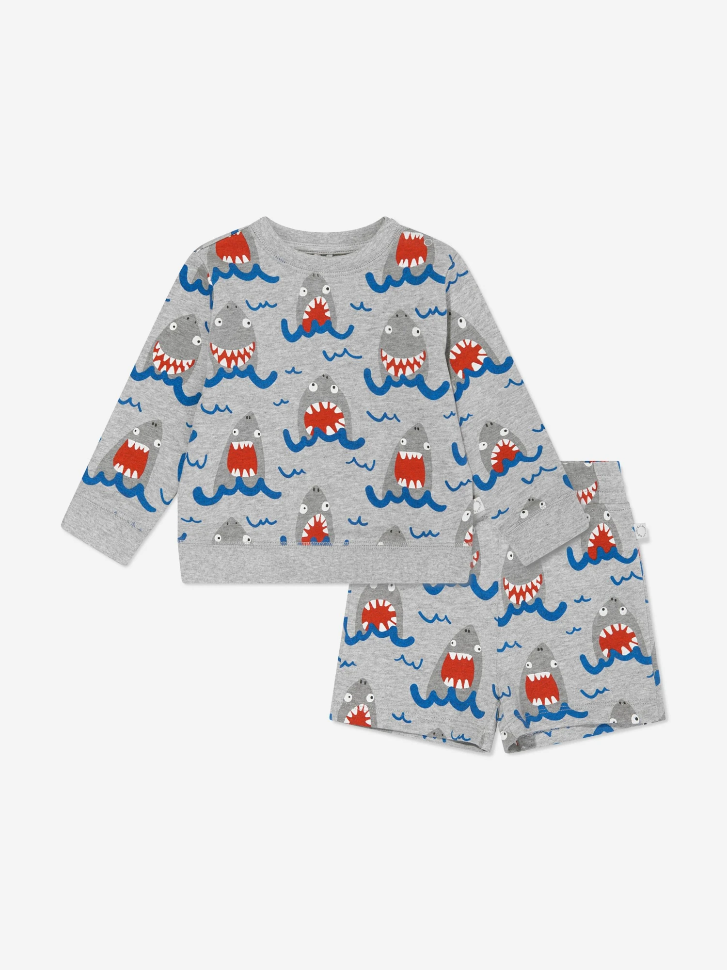 Baby Boys Shark Shorts Set In Grey 1 Baby Boys Shark Shorts Set In Grey