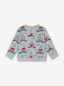 Baby Boys Shark Shorts Set In Grey 6 Baby Boys Shark Shorts Set In Grey -Childrens Clothing Store STES4091 GRIGIO MED MEL MULT 3