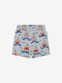 Baby Boys Shark Shorts Set In Grey 7 Baby Boys Shark Shorts Set In Grey -Childrens Clothing Store STES4091 GRIGIO MED MEL MULT 4