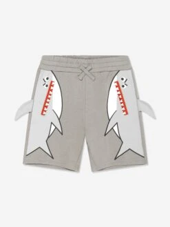 Boys Shark Shorts In Grey