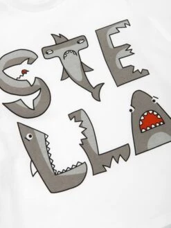 Boys Shark Logo T-Shirt In Ivory -Childrens Clothing Store STES4155 IVORY 3