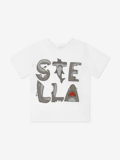 Boys Shark Logo T-Shirt In Ivory