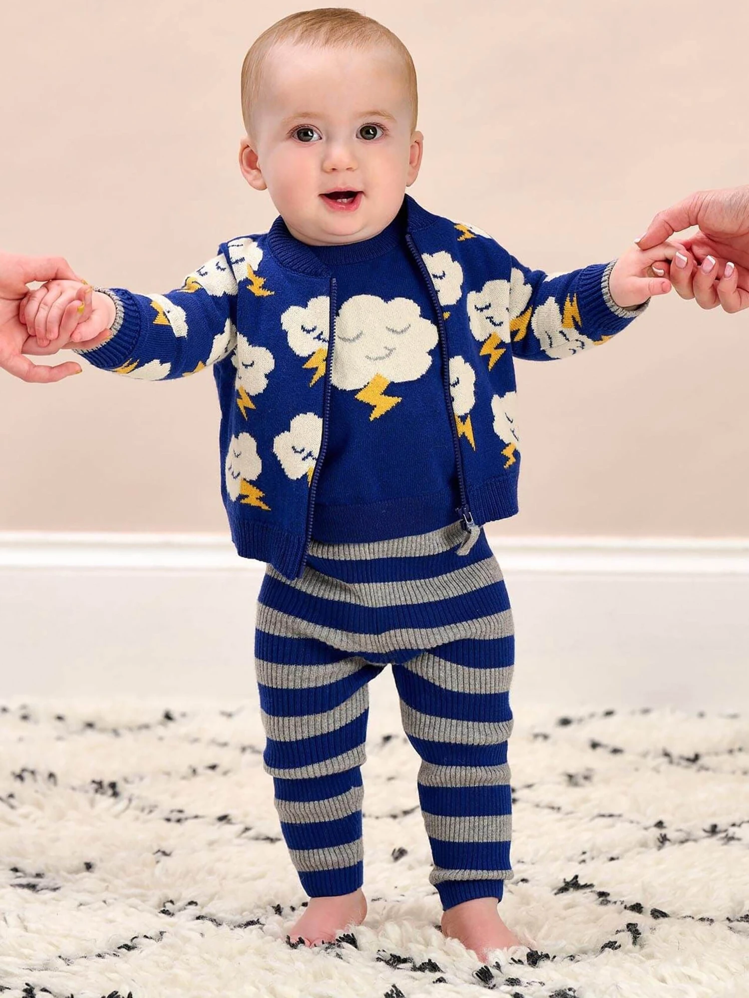 Baby Cashmere Knit Leggings In Blue 2 Baby Cashmere Knit Leggings In Blue - Image 2