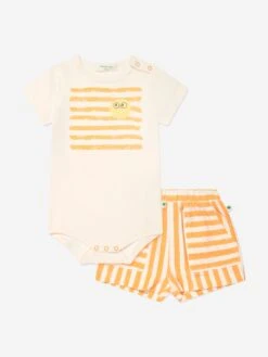 Baby Boys Creek And Coley Striped Short Set In Orange