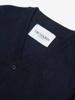 Trussardi Boys Menkent Cardigan In Navy 6 Trussardi Boys Menkent Cardigan In Navy -Childrens Clothing Store TRUA3015 BLUE NAVY 3