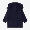 Trussardi Boys Gawir Long Coat In Navy