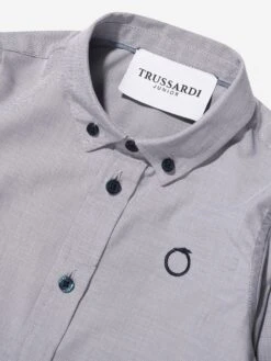 Trussardi Boys Rahill Shirt In Grey 6 Trussardi Boys Rahill Shirt In Grey -Childrens Clothing Store TRUA3034 FANT UNIQ 3