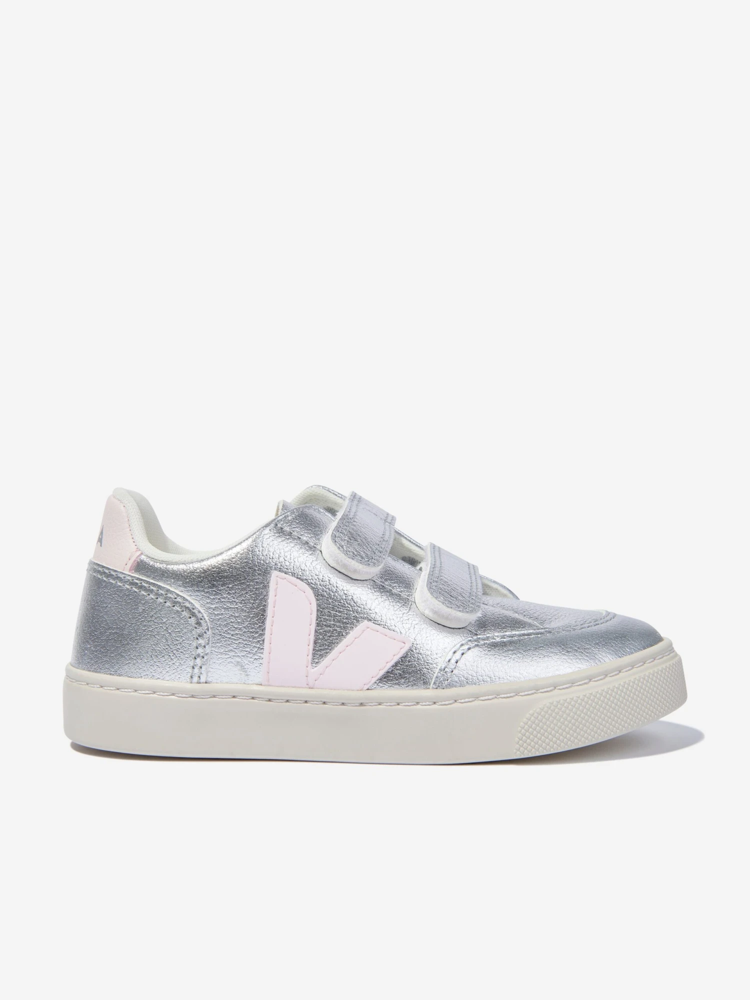 Veja Kids ChromeFree Leather V-12 Trainers In Silver 1 Veja Kids ChromeFree Leather V-12 Trainers In Silver