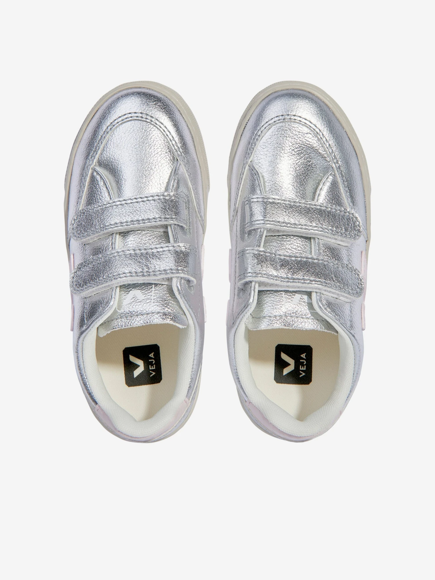 Veja Kids ChromeFree Leather V-12 Trainers In Silver 4 Veja Kids ChromeFree Leather V-12 Trainers In Silver - Image 4
