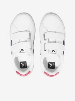 Veja Kids Small Esplar Velcro Trainers In White -Childrens Clothing Store VEJS3010 WHITE 3