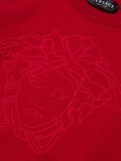 Versace Girls Knitted Medusa Jumper In Red -Childrens Clothing Store VERA3107 1R850 3