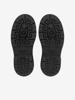 Versace Girls Leather Logo Boots In Black 7 Versace Girls Leather Logo Boots In Black -Childrens Clothing Store VERA3116 5B04P 4