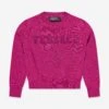 Versace Girls Logo Knitted Sweater In Pink