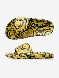 Versace Unisex Barocco Print Sliders -Childrens Clothing Store VERS1130 5B000 4