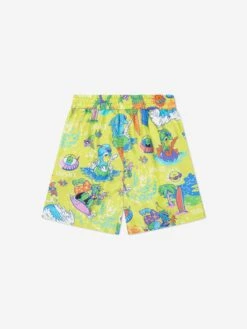 Versace Boys Silk Bermuda Shorts In Yellow