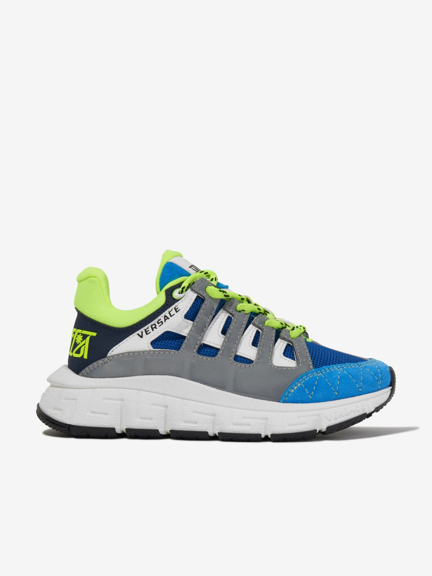 Versace Boys Lace Up Greca Trainers In Blue 1 Versace Boys Lace Up Greca Trainers In Blue