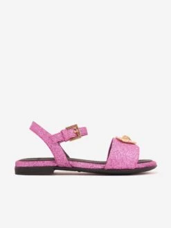 Versace Girls Medusa Heart Sandals In Pink