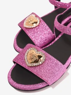 Versace Girls Medusa Heart Sandals In Pink 6 Versace Girls Medusa Heart Sandals In Pink -Childrens Clothing Store VERS3293 1P07V 3