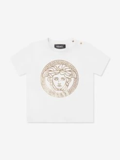 Versace Baby Medusa Greca Print T-Shirt In White
