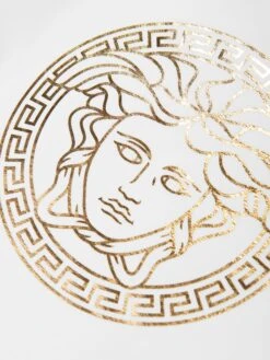 Versace Baby Medusa Greca Print T-Shirt In White 6 Versace Baby Medusa Greca Print T-Shirt In White -Childrens Clothing Store VERS4015 WHITE GOLD 3