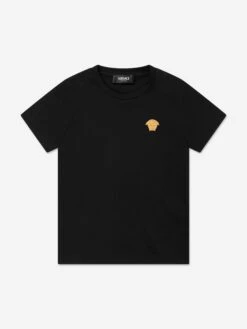 Versace Boys Embroidered Medusa T-Shirt In Black