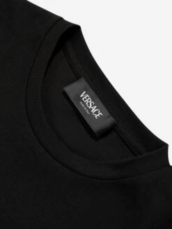 Versace Boys Embroidered Medusa T-Shirt In Black -Childrens Clothing Store VERS4026 BLACK GOLD 3