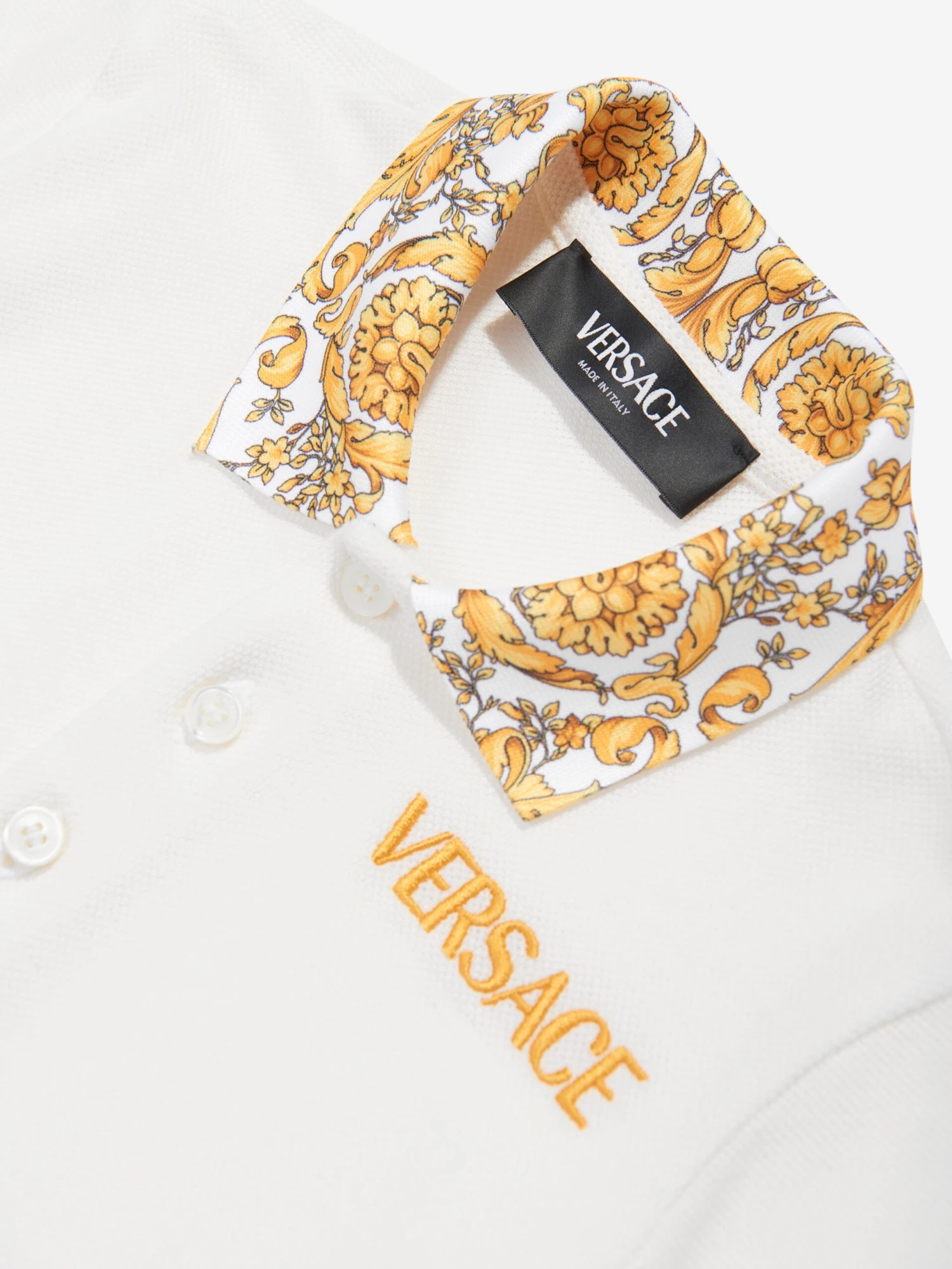 Versace Baby Boys Barocco Logo Polo Shirt In White 3 Versace Baby Boys Barocco Logo Polo Shirt In White - Image 3