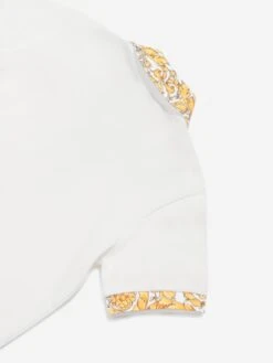 Versace Baby Boys Barocco Logo Polo Shirt In White 7 Versace Baby Boys Barocco Logo Polo Shirt In White -Childrens Clothing Store VERS4038 WHITE GOLD 4