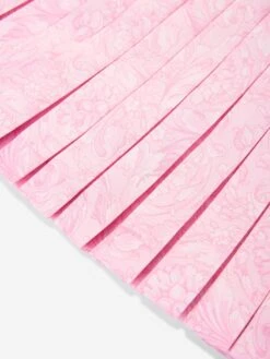 Versace Girls Barocco Pleated Skirt In Pink 7 Versace Girls Barocco Pleated Skirt In Pink -Childrens Clothing Store VERS4051 PALE PINK 4