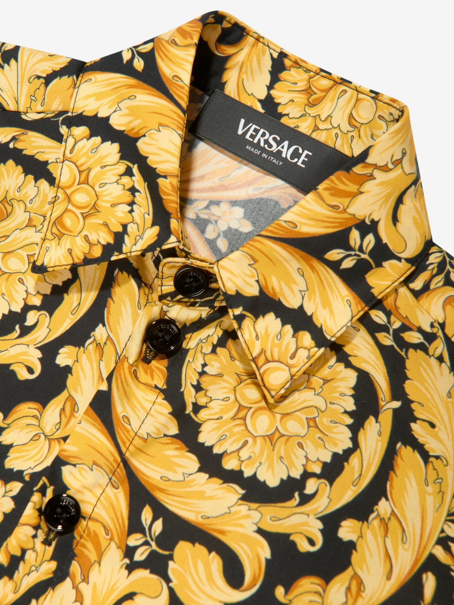 Versace Boys Barocco Print Shirt In Gold 3 Versace Boys Barocco Print Shirt In Gold - Image 3