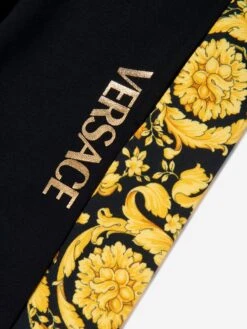 Versace Boys Barocco Logo Joggers In Black 6 Versace Boys Barocco Logo Joggers In Black -Childrens Clothing Store VERS4088 BLACK GOLD 3