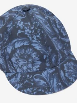 Versace Boys Baroque Print Cap In Navy 6 Versace Boys Baroque Print Cap In Navy -Childrens Clothing Store VERS4089 NAVY BLUE 3