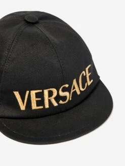 Versace Kids Embroidered Logo Cap In Black -Childrens Clothing Store VERS4090 BLACK GOLD 4
