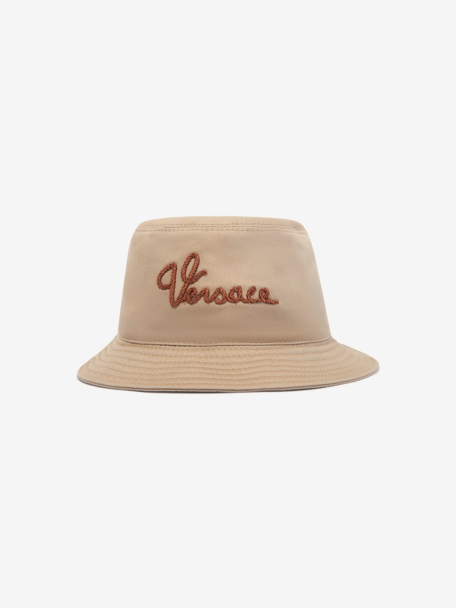 Versace Kids Logo Bucket Hat In Beige 1 Versace Kids Logo Bucket Hat In Beige
