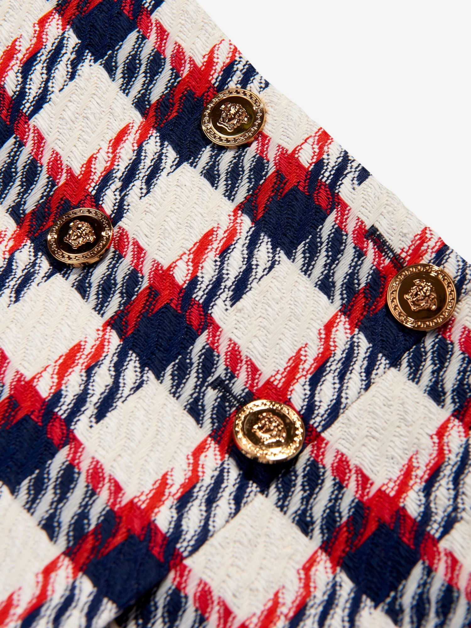 Versace Girls Tartan Tweed Skirt In White 3 Versace Girls Tartan Tweed Skirt In White - Image 3