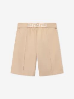 Versace Boys Gabardine Shorts In Beige