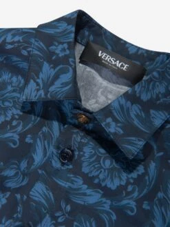 Versace Baby Boys Barocco Shirt In Navy -Childrens Clothing Store VERS4150 NAVY BLUE 3