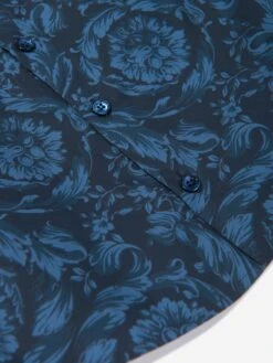 Versace Baby Boys Barocco Shirt In Navy -Childrens Clothing Store VERS4150 NAVY BLUE 4