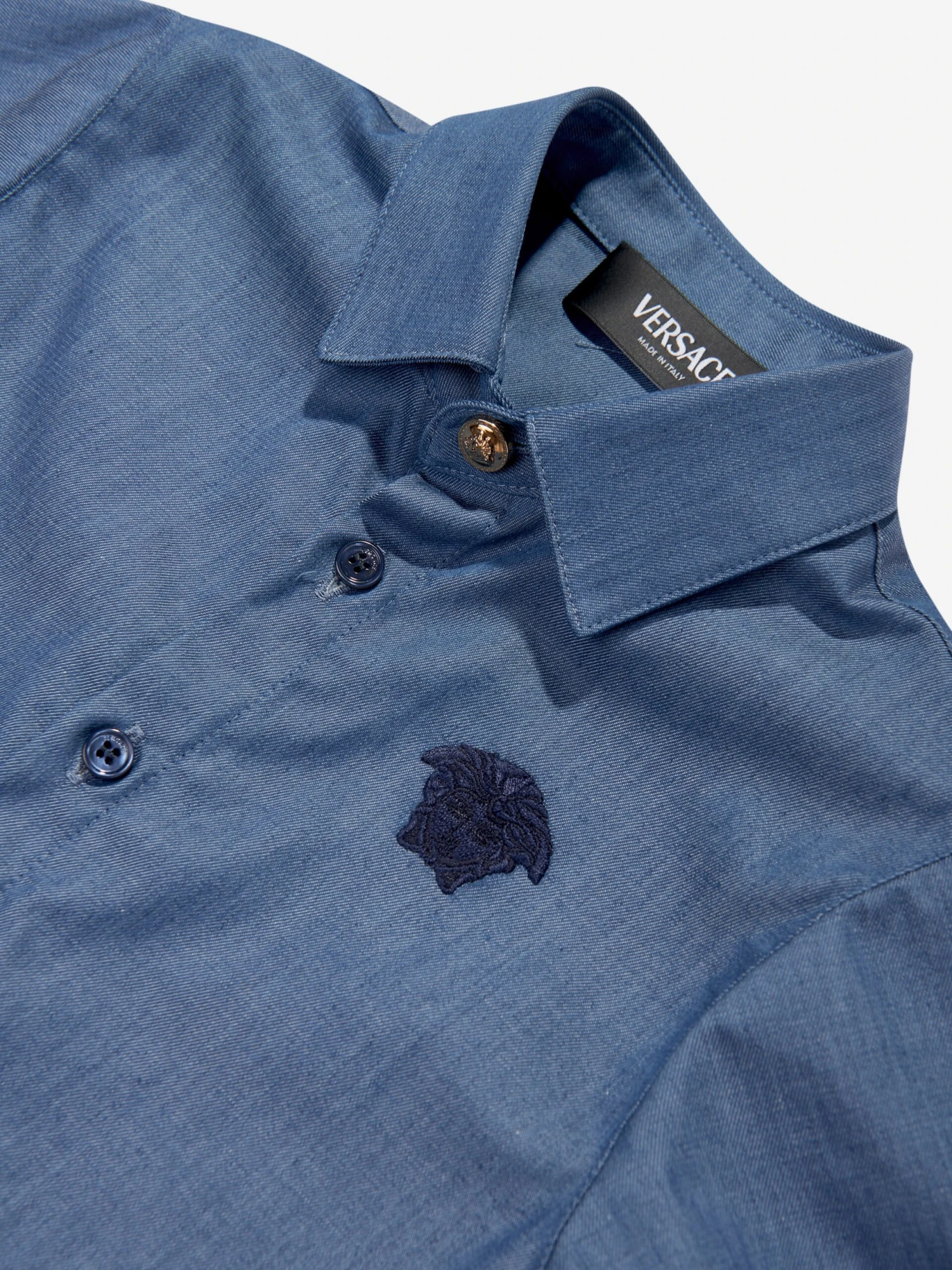 Versace Baby Boys Medusa Logo Shirt In Blue 3 Versace Baby Boys Medusa Logo Shirt In Blue - Image 3