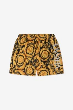 Versace Boys Barocco Swim Shorts In Black 12 Versace Boys Barocco Swim Shorts In Black -Childrens Clothing Store VERSACE M96810 1
