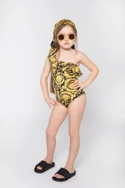 Versace Girls Baroque Print Swimsuit 12 Versace Girls Baroque Print Swimsuit -Childrens Clothing Store VERSACE U23250 3
