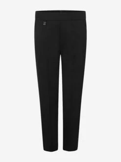 Boys School Elastic Back Pull-Up Slim Fit Trousers In Black
