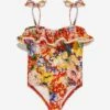 Zimmermann Girls Alight Trim Frill Swimsuit In Multicolour