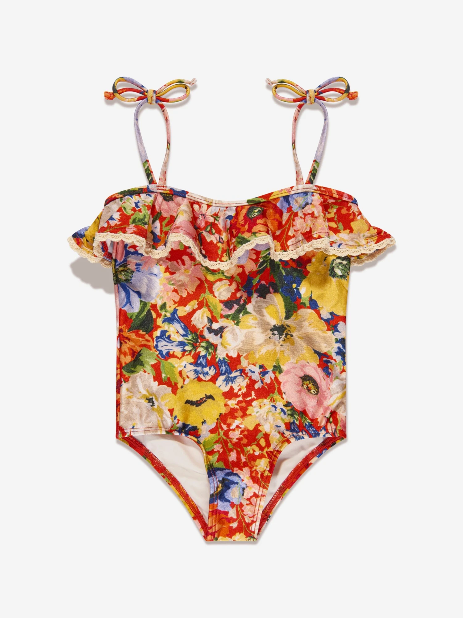 Zimmermann Girls Alight Trim Frill Swimsuit In Multicolour 1 Zimmermann Girls Alight Trim Frill Swimsuit In Multicolour