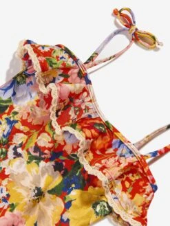 Zimmermann Girls Alight Trim Frill Swimsuit In Multicolour 6 Zimmermann Girls Alight Trim Frill Swimsuit In Multicolour -Childrens Clothing Store ZIMS4004 RED FLORAL 3