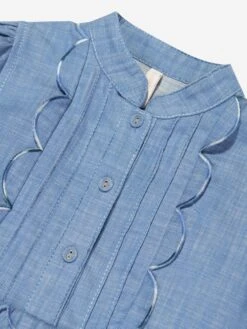 Zimmermann Girls Junie Chambray Dress In Blue 6 Zimmermann Girls Junie Chambray Dress In Blue -Childrens Clothing Store ZIMS4013 DENIM BLUE 3